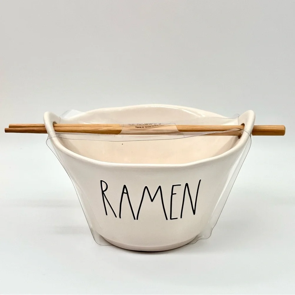 Rae Dunn RAMEN Japanese Style Soup Bowls with Chopsticks